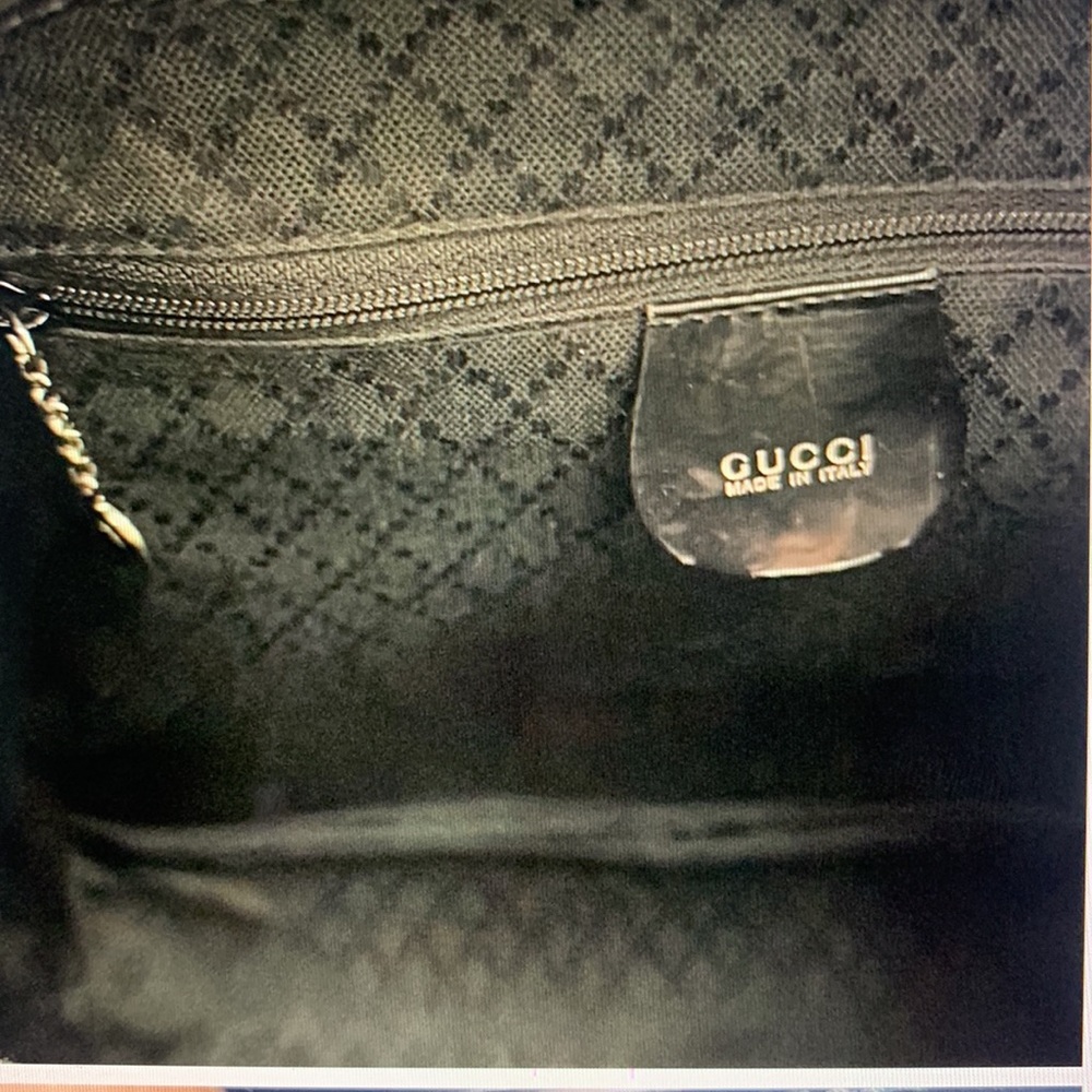 GUCCI Vintage Bamboo Patent Leather/Canvas Backpack Black with Dust Bag - Picture 3 of 16